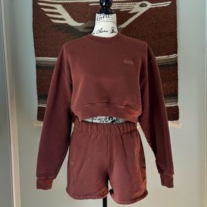 SET Active Crewneck Cropped Sweatshirt and Sweat Shorts Set